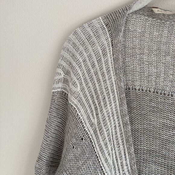 Soft Surroundings Loose Knit Wrap Front Sweater Plunging V-Neck Gray Size Small - Picture 3 of 11